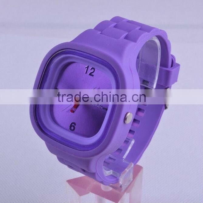 Stylish square face quartz silicon jelly watch