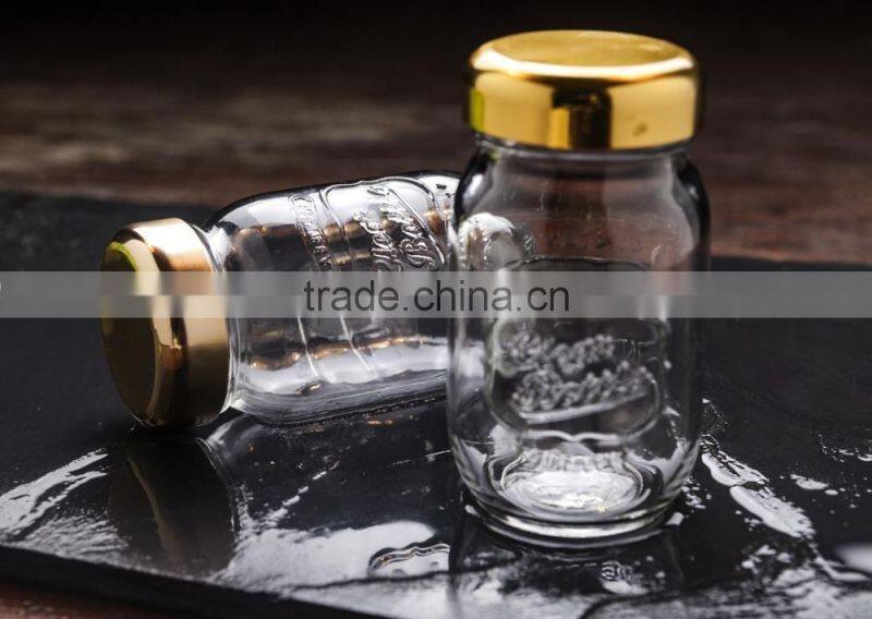 glass canning jars with golden lips 240ml