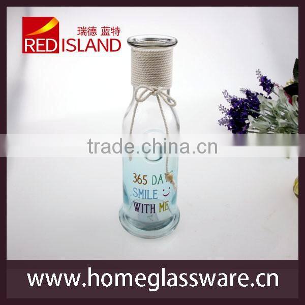 new design large storage decoration glass bottle with string