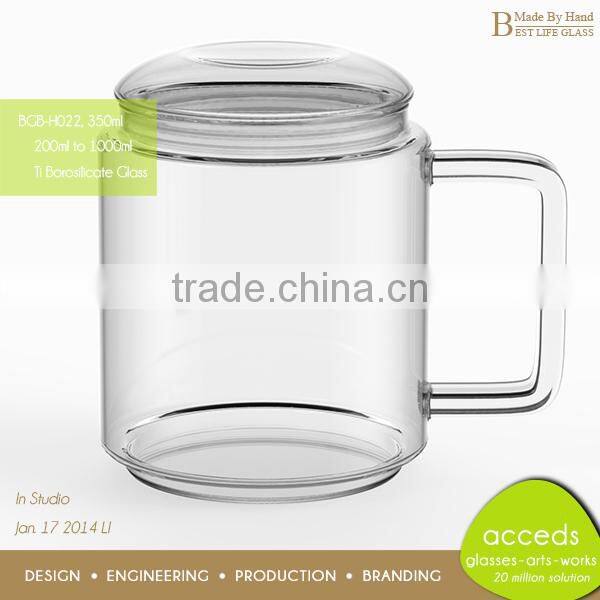 Ti-Borosilicate Thermos Glass Mug Dessert Cup with Lid