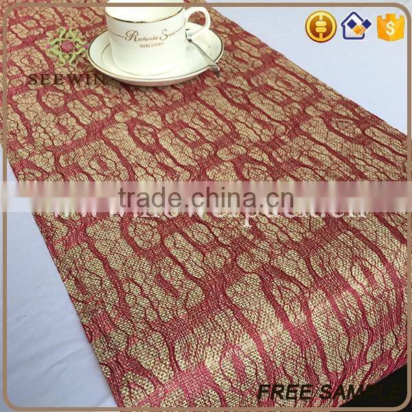 Banquet table runner polyester jute fabric