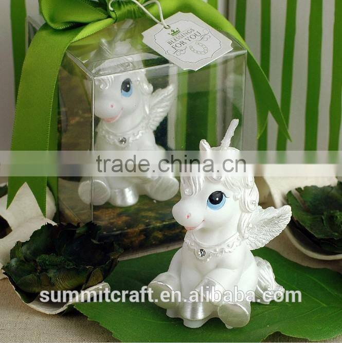 Cute flameless unicorn candle baptism favors