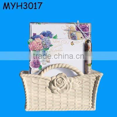 ceramic porcelain flower basket for wedding decoration