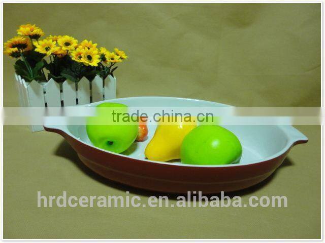 Colorful oval ceramic bakeware