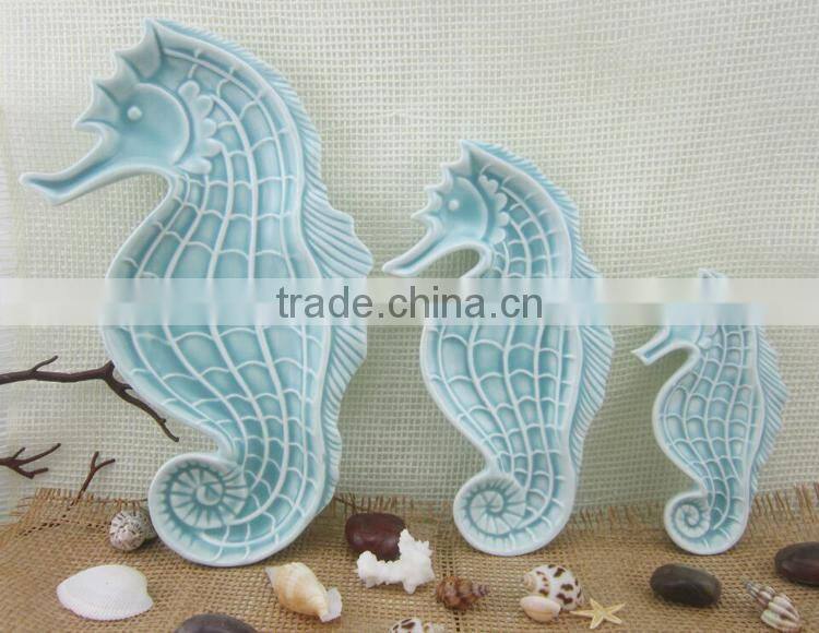 Sea horse shape ceramic chocolate plate