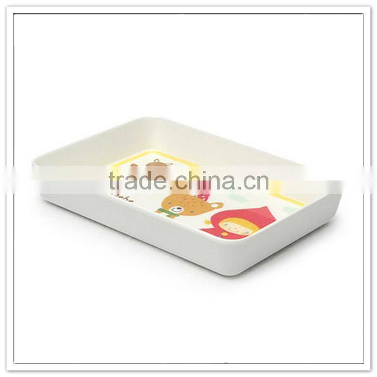 Lovely bear child safe melamine food tray, FDA 21cm kids non slip tray