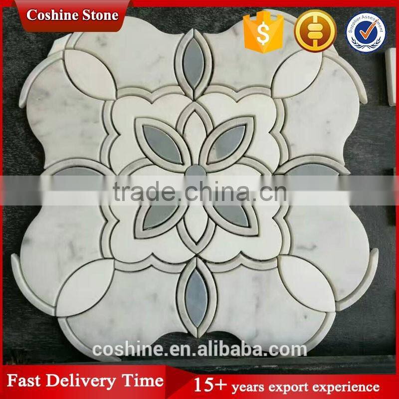 The four leaf clover design waterjet mosaic natural marble stacked stone