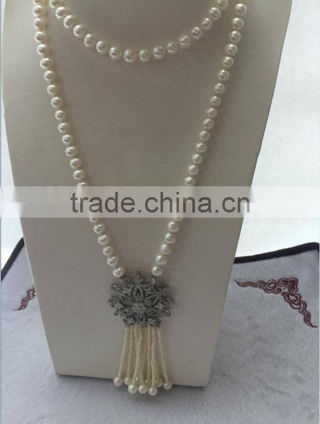 long beaded 10-11mm white freshwater pearls necklace designs