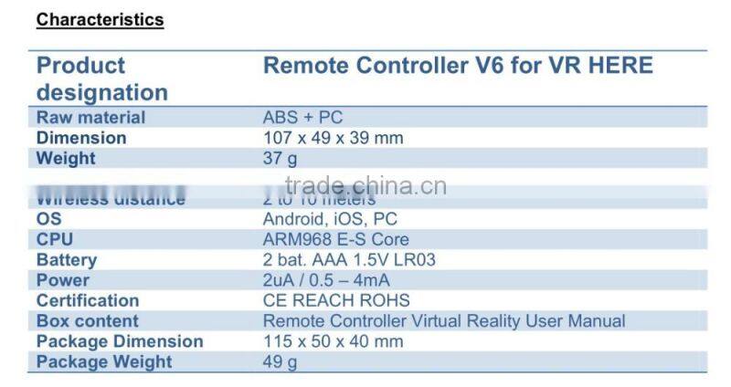 VR Headset with 3D Glasses VR Box with Remote Control V6 42mm Lenses 4.5 - 6 Inch