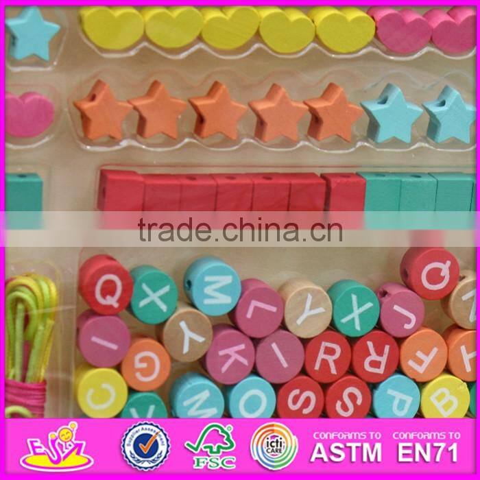 2016 new design funny wooden threading beads for toddlers W11E062