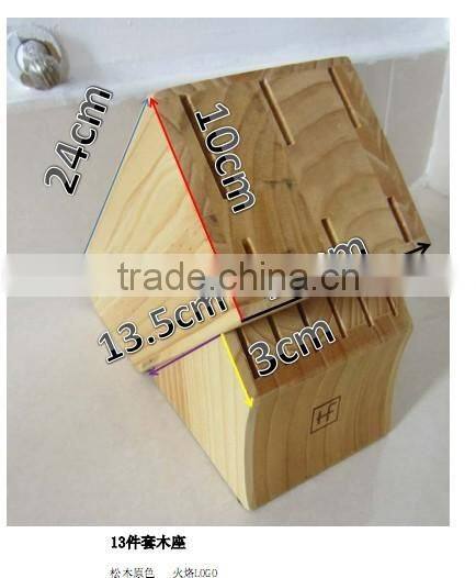 13- Slots Solid Pine wood Knife block, Stand, holder