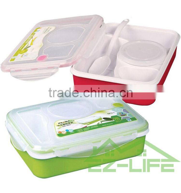 multifunctional BPA free plastic bento lunch box 4 compartments for adults with soup bowl