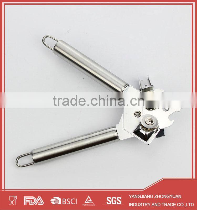 Stainless steel can opener and bottle opener with stainless steel handle