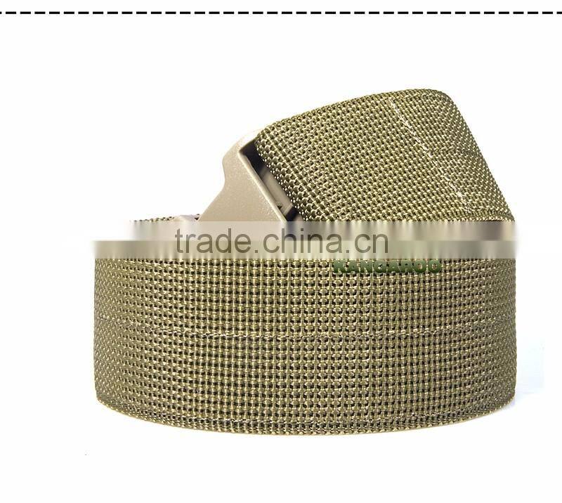 Brown Tactical Belt With Buckle Metal Military