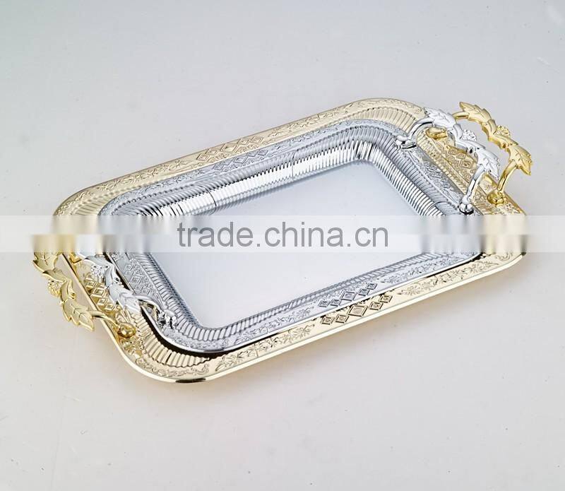 Gold Stainless Steel decorative tray for wedding