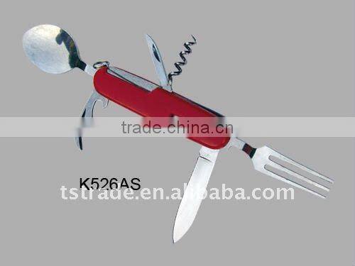 2014 Picnic pocket stainless steel multi outdoor barbecue tool set tableware(K524AS)