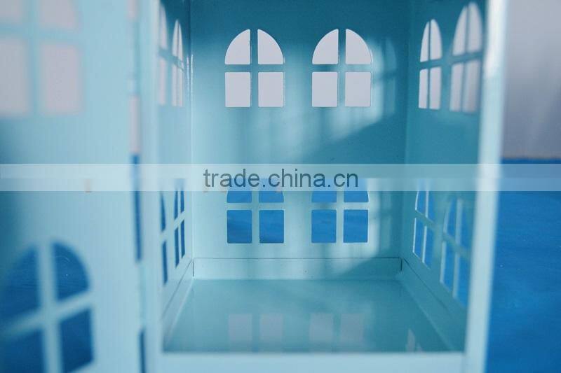 Fashion little house heart metal candle holder iron lantern home decoration Chirstmas decoration Farol de metal