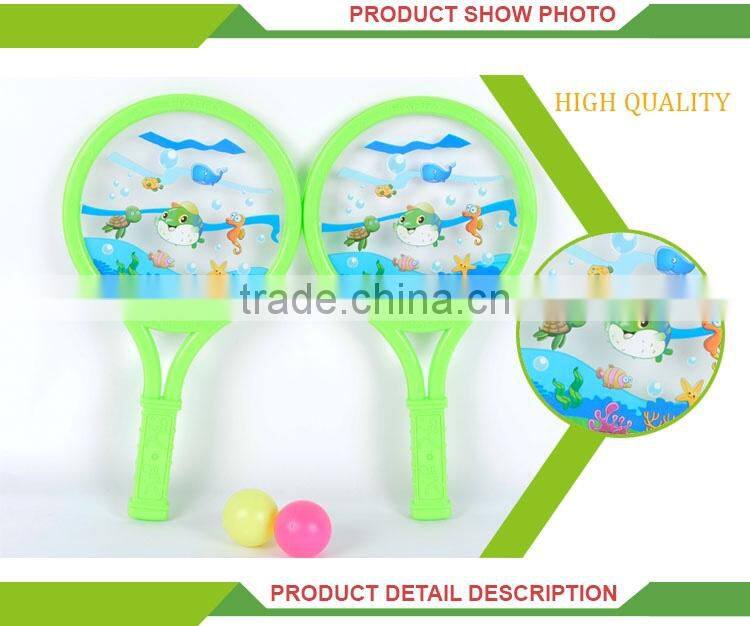 New design children outdoor sport set cartoon plastic beach ball racket