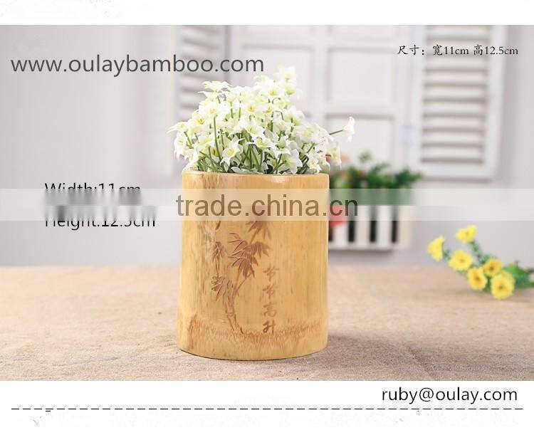 Nature Bamboo Flower Vases Bamboo Poles Material With Spoon