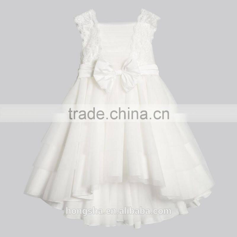 White Flower Girl Dresses Girls Satin Lace Boutique Party Dresses HSD6989