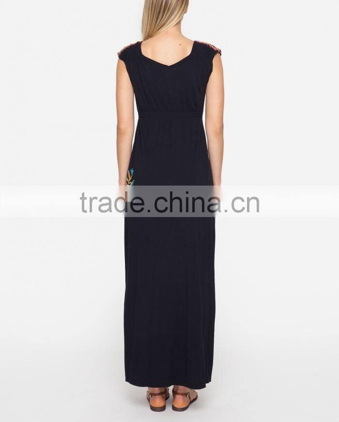 Boho Sleeveless Side Slit Maxi Plus Size Long Embroidered Dress HSd5179