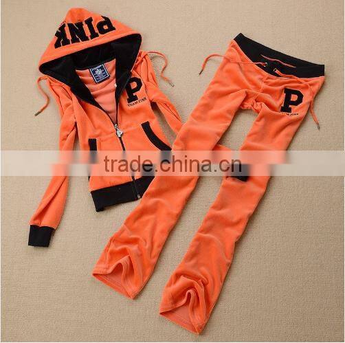 2016 Winter Autumn Women Sweatshirts Sportwear Casual Sports Two Pieces Velvet Suit Pants set