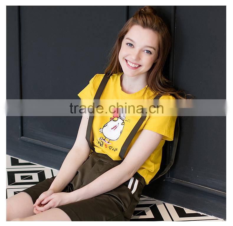 Custom Cotton Printing T shirts Cartoon White O-neck T shirt Women