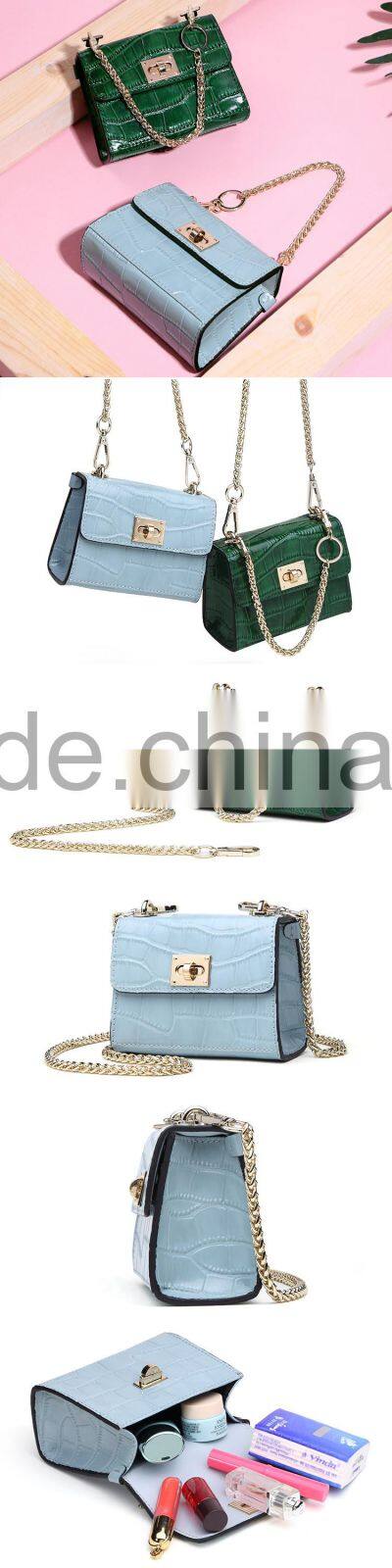 Professional Women's Mini Hard Chain Messenger Bags High Quality Casual Ladies Genuine Split Cow Leather Sling Shoulder Bags