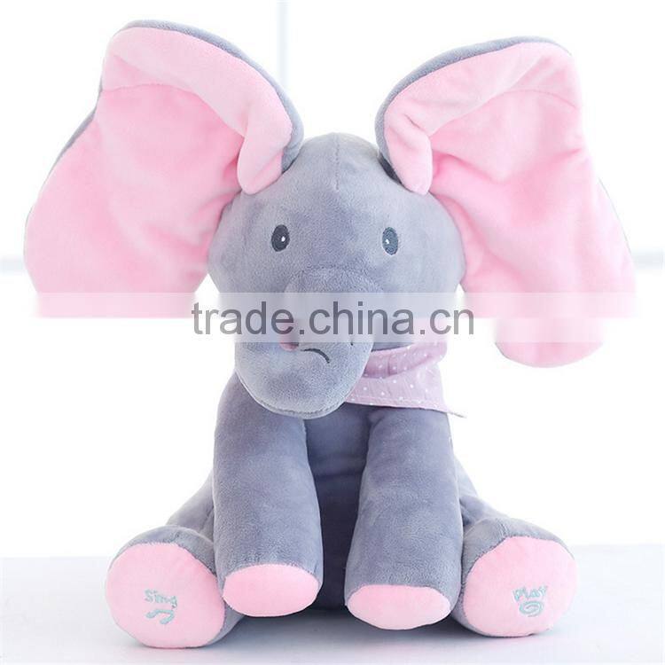 wholesale baby soothing toys soft plush music sining animal rabbit and elephant toy