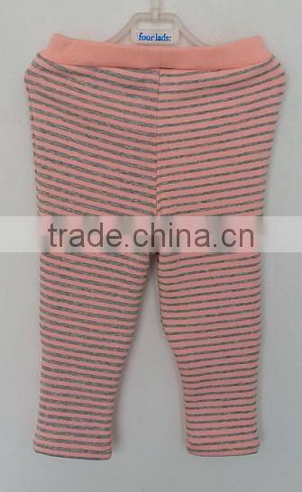 cool baby girls pink and grey stripes knit pant for winter