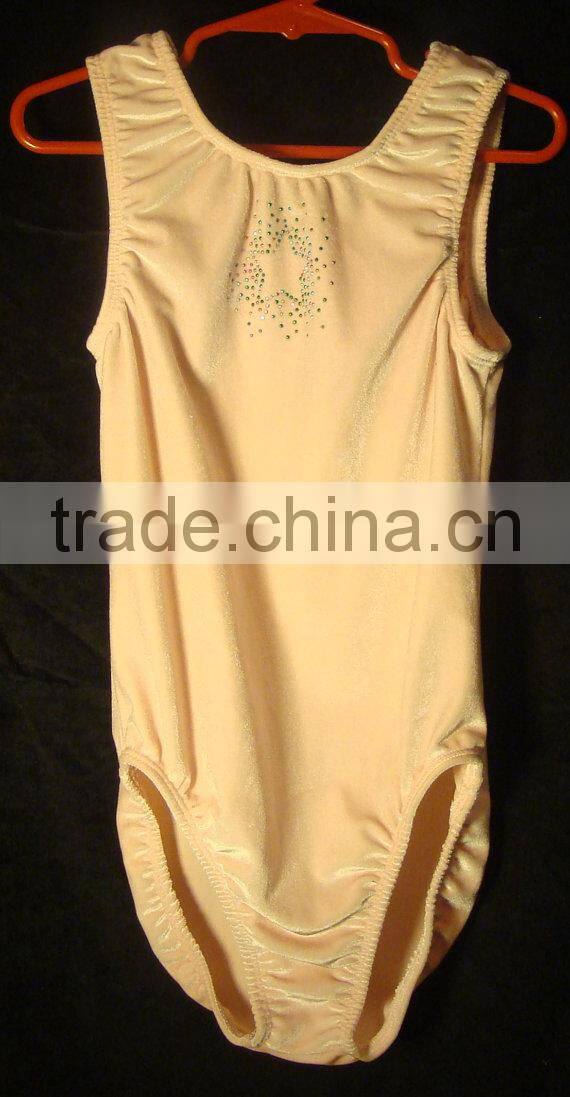 Gymnastics children ballet leotards - Pink Velvet with metal Rhinestone Star