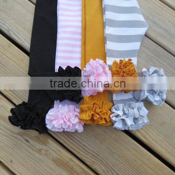 Ruffle Baby Girls Cotton Stripe Pants Kids Leggings Plain Ruffle Pants