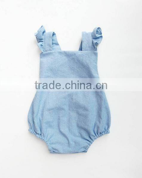 0-24 Months Boutique Toddlers Girl Sleeveless Plain White Linen Baby Romper