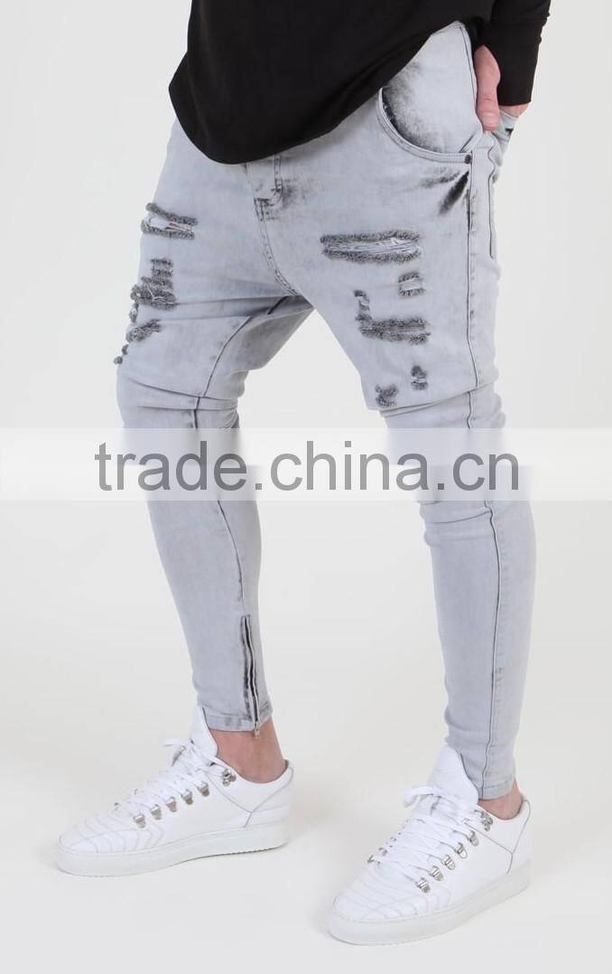 Mens Jeans Grey Good Stretch Denim Skinny jeans Top Design Denim Jeans Long Pants