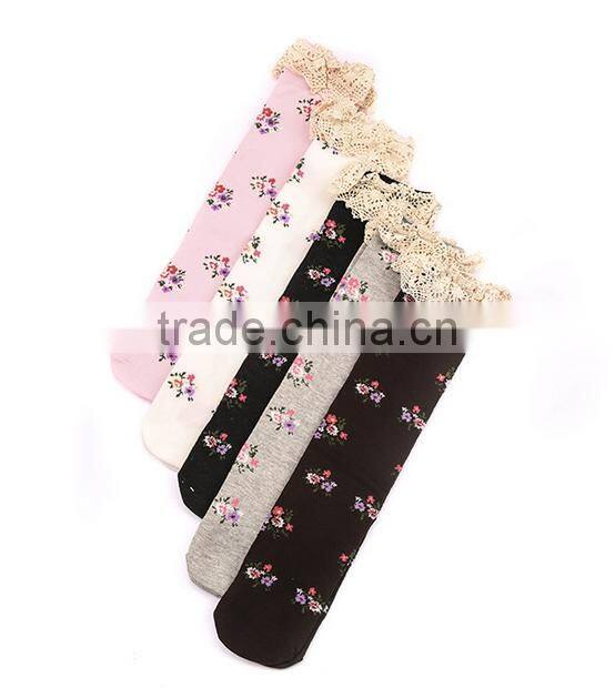 Custom Lovely Cartoon Eco Friendly Polyester Cute Sex Young Girl Tube Socks