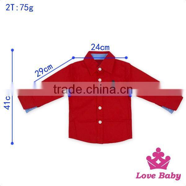 2017 Best Selling Infant Kids Long Sleeve Boys Shirts Red Solid Color Fancy Printed Horse Baby T-shirts