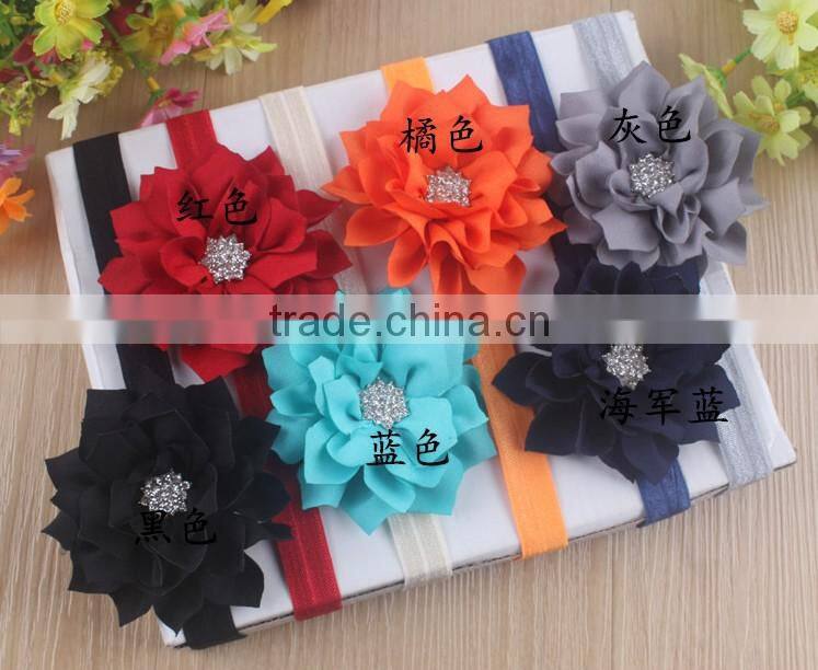 2017 cute large bow hair accessory knitted baby headband gold and silver metal material messy bow headband sweet girls headband