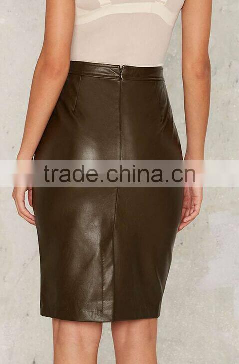 Runwaylover EY2210D 2017 Ladies Long Style Fashion Pu Office Skirt