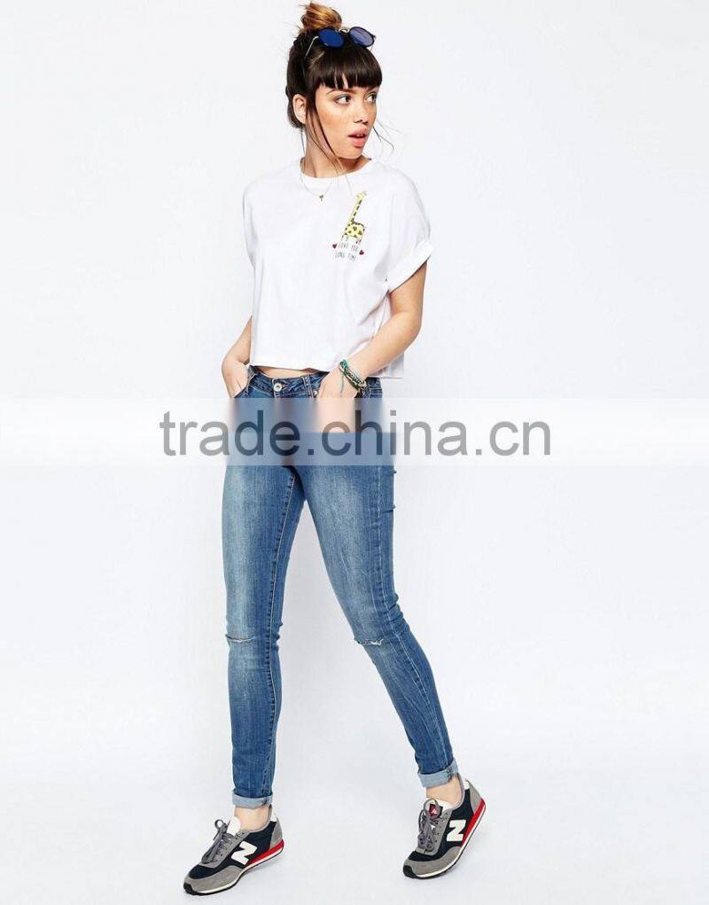 New arrival fashion summer kinds of printing customize t-shirt for lady