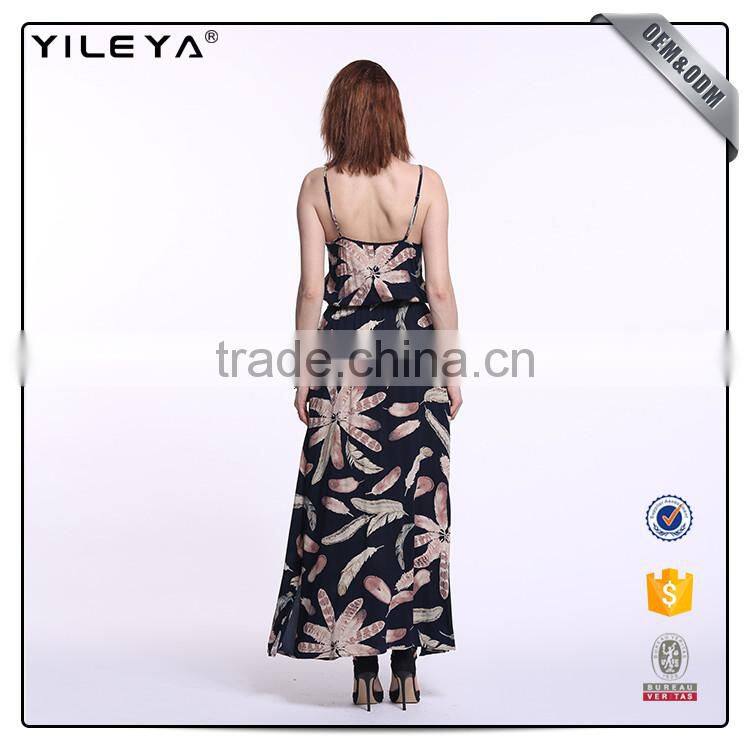 Spaghetti strap maxi women summer one piece dress,summer floral dresses for mature women