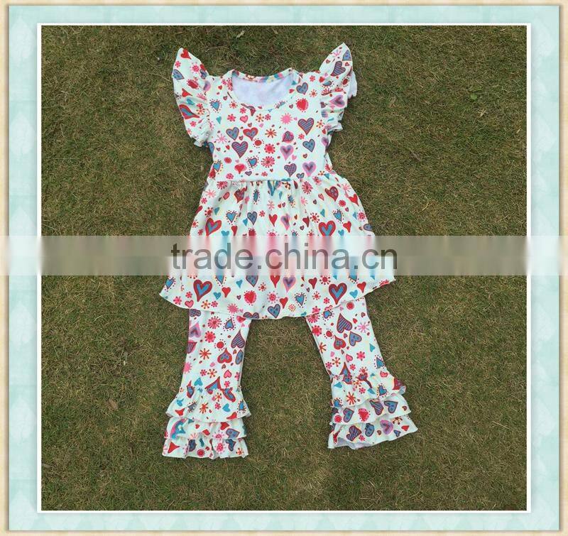 wholesale baby clothes the valentine's day girl Cartoon peach heart long sleeve set