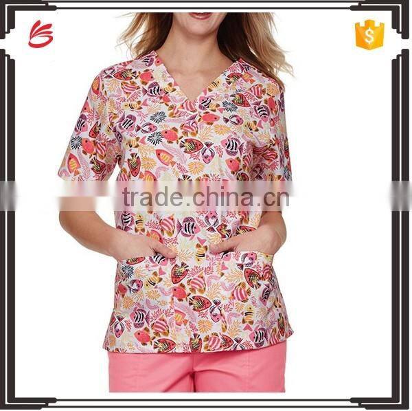 Hot sale printed nursing medical scrubs wholesale