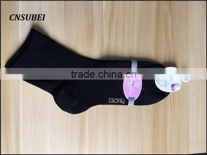 Custom wholesale ankle high black bamboo firber custom logo woman dress socks