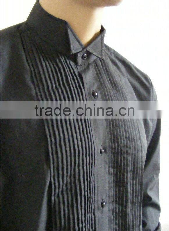 High quality Peachskin Newest Black Wing-tip collar tuxedo shirt for men