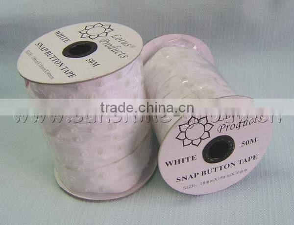 Colored Plastic Snap Button Tape for Garment, Polyester Tape, Press Snap Button