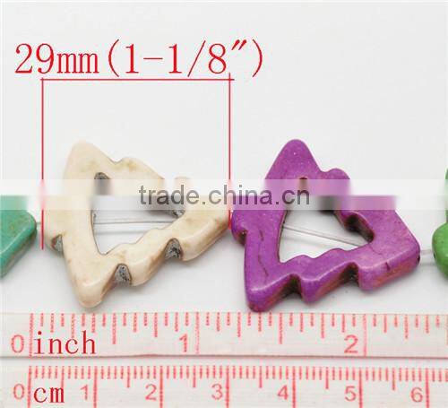 2 Strands Mixed Synthetic Howlite Turquoise Christmas Tree Loose Beads