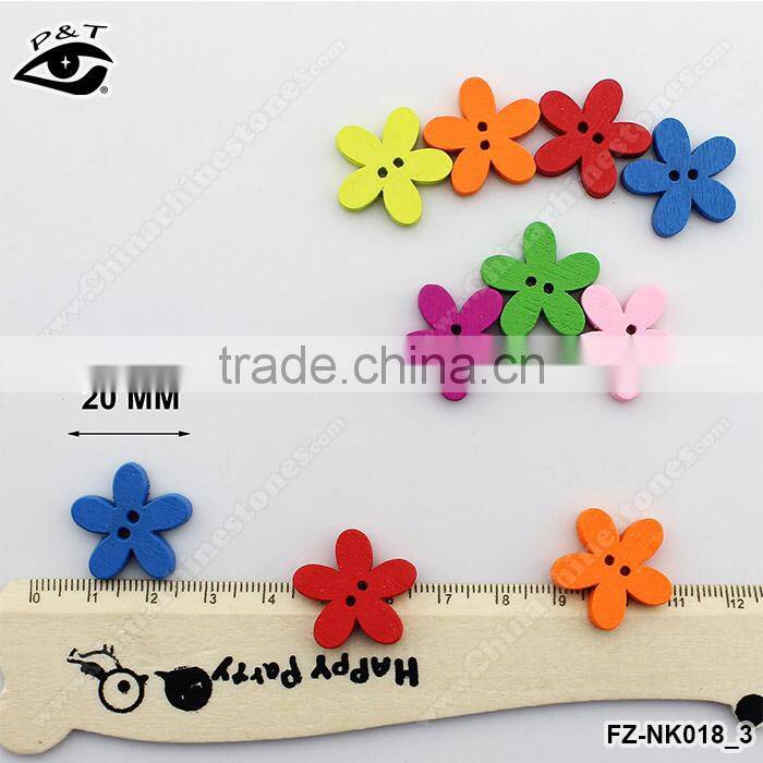20MM Flower shaped Wood Buttons Colorful Buttons For Clothing Decoration DIY Craft Accessories