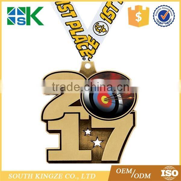 Custom your own design antique polishing 2017 metal badge medal