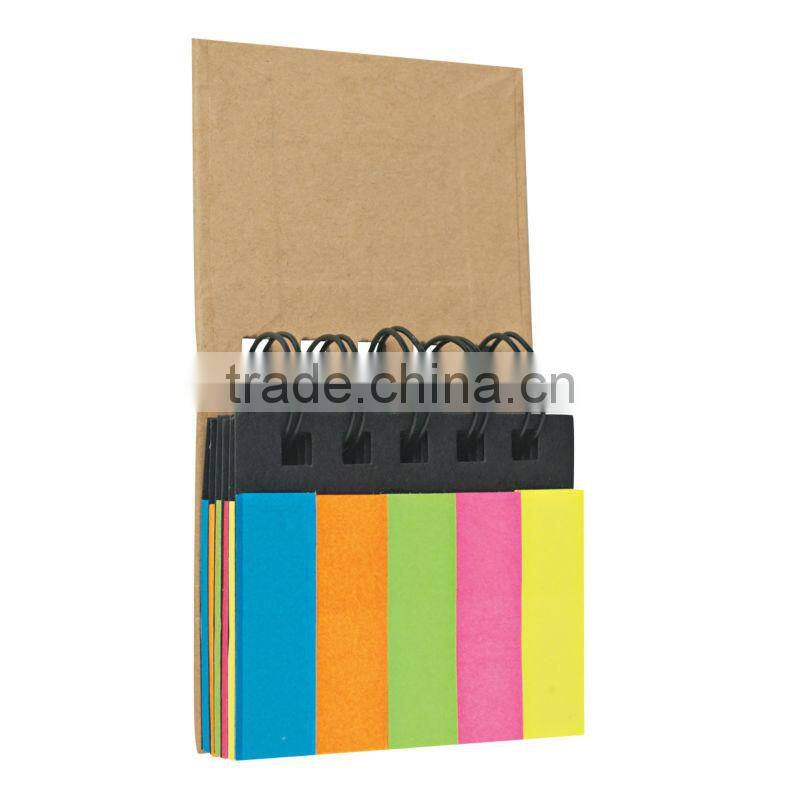 Mini spiral notebook with colorful noteflags