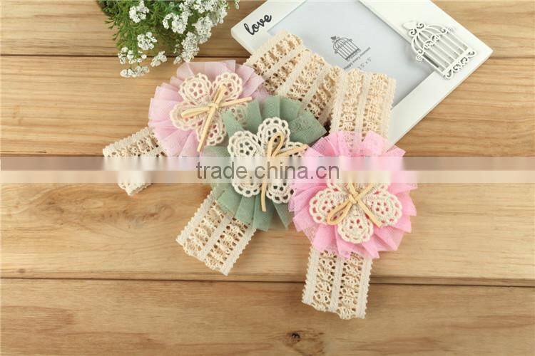 Lace Flower Turban Hairband For Baby Chic Head Wraps M7043001